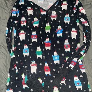 Festive Polar Bear Little Sleepies top